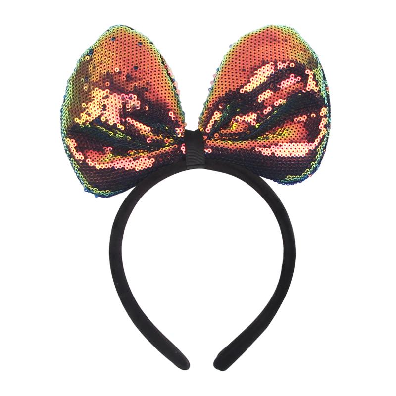 Modna Opaska Syrenka Disney Dziecięca Letnia 7'' Kokarda Metaliczna Duża Kokarda Opaska Nakrycie Głowy Dziewczęca Festiwalowa Imprezowa DIY Akcesoria do Włosów