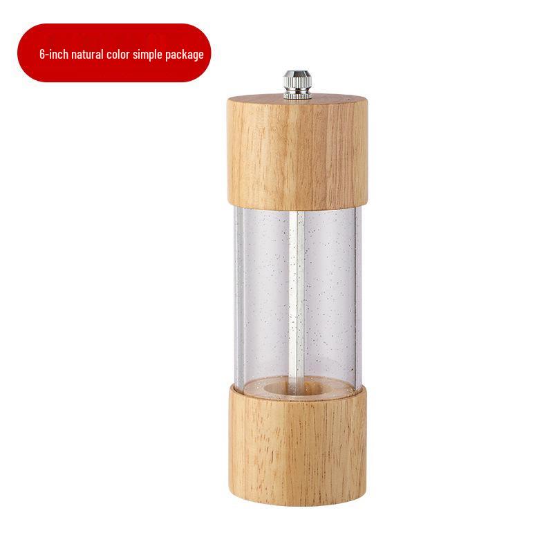 Starry Sky Wooden Pepper Mill - Transparent Acrylic Manual Grinder for Sichuan Pepper, Black Pepper, Sea Salt, and Rose.