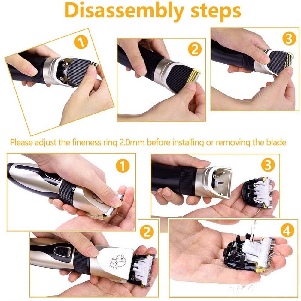 Trådløse hundeklippere Sett Hundepleieklippere Kjæledyrhårtrimmer med 4 kammer