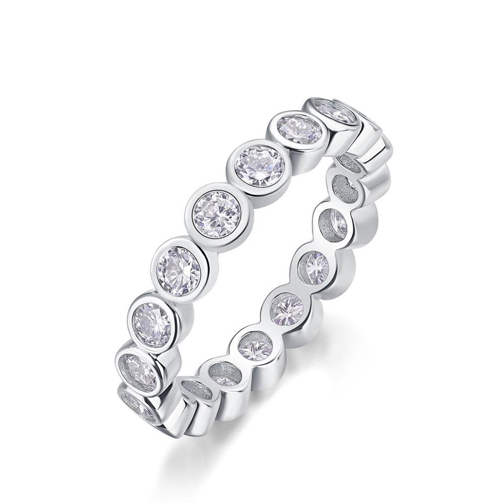 

KNOBSPIN 3mm Round Moissanite Ring s925 Sliver Plated 18k White Gold Fine Jewelry Wedding Engagement Rings For Women 5&white gold color