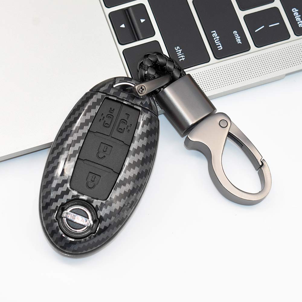 Ontto Nissan Smart Key Case Key Cover for New Serena Serena C26 C27 Key Nissan Dual Sliding Remote Control Protects Against Dirt and Carbon Fiber ABS