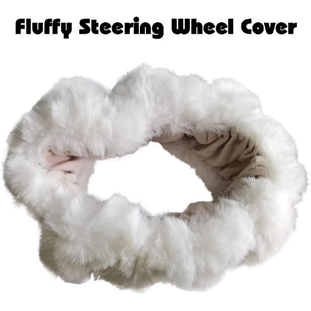 Fluffy Steering Wheel Cover For Women, YUNXNYC Fuzzy Winter Fashion Wool Fur Soft Furry Steering Wheel Covers Warm Plush Non-Slip Car Decoration