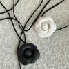Elegant Sweet Camellia Choker Neckband Flower Collar Necklace Vintage Choker Long Lace Up Necklace Fashion Jewelry