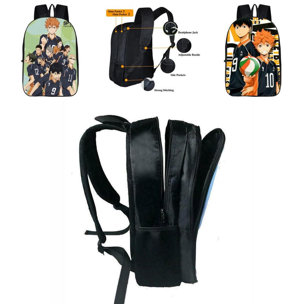 Stylish Anime Haikyuu Karasuno High School Backpack With Adjustable Padded Shoulder Straps