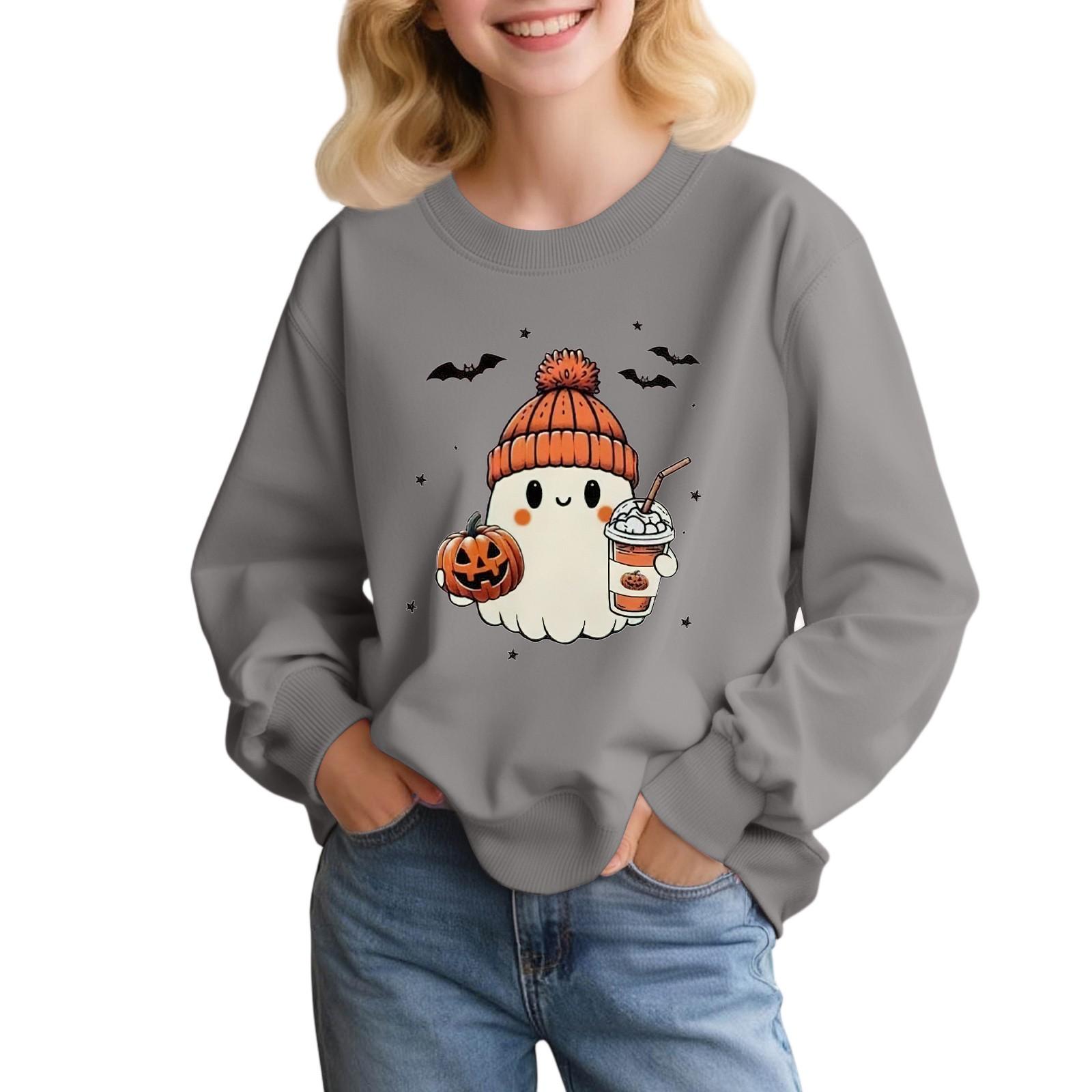 

Children s Fashion Loose-fitting Casual Halloween Long-sleeved Printed Round Neck Sweatshirt 120