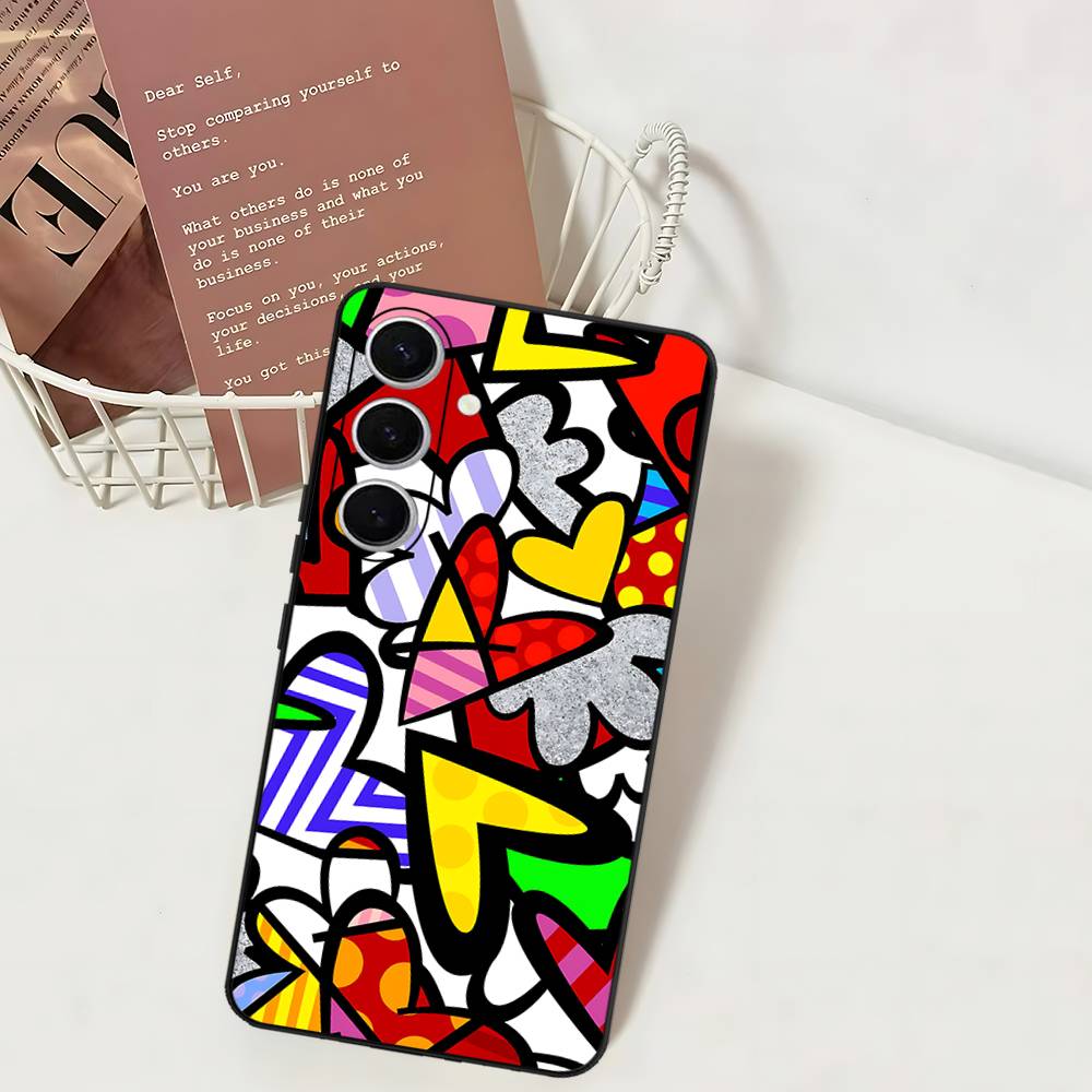 

Art R-Romero Britto Phone Case For Samsung S 24 Fe 25 Ultra Plus 20 Lite 21 30 22 23 24 22 Ultra 5G Fundas Samsung S22 Plus 5G