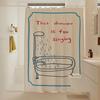 Korean Style Bathroom Shower Curtain Partition Anti-Mold Set No-Drill Waterproof Fabric Dry Wet Separation Bath Curtain