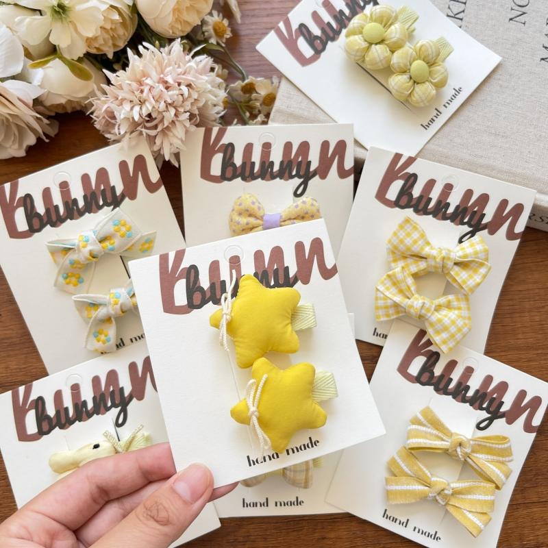 2pcs/set Funny Bunny Baby Girls Hair Clip Bow Flower Star Lattice Kids Hairclips Hairpins Headdress Children Hair Accessories
