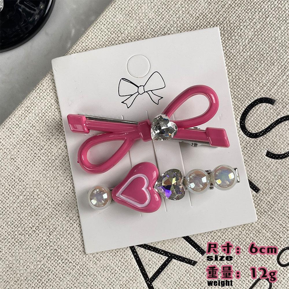 New Ins Wind Clip Sweet Cool Bow Hair Clip Side Senior Sense Hair Card Rhinestone Duckbill Clip Hair Accessories Headwear
