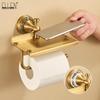 Antiker Messing Toilettenpapierhalter Wandmontage Gebürstetes Gold Toilettenpapierhalter mit Handyfach, Antik-Bronze EL86W