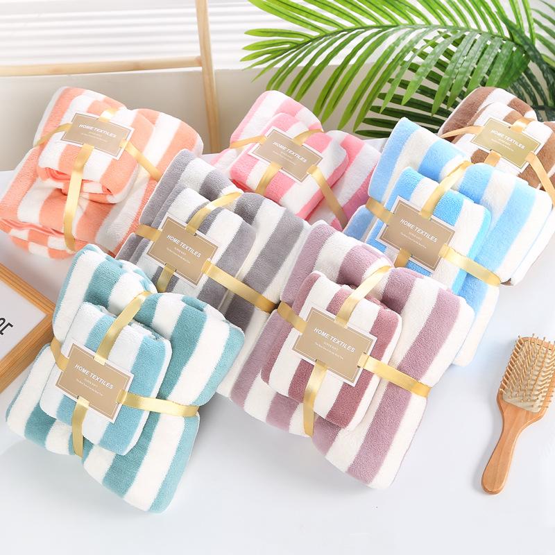 Coral Fleece Hemming, Wide Strip Towel, Towel Combination, Mother and Child Towel, High-density Water Absorption, Enlarged and Thickened