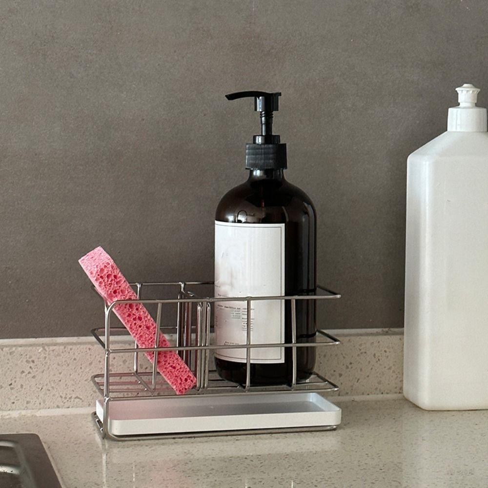 Herausnehmbare Trennwände Abtropfgestell für Küchenspüle mit Abtropfschale Schwammhalter Waschbecken