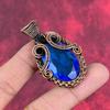 Facettierter London Blue Topas Anhänger Kupferdraht umwickelter Anhänger Edelstein Schmuck Handgefertigter Kupferschmuck Neuestes Design Anhänger Geschenke für Frauen
