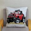 Cartoon Monster Truck Print Cushion Cover Pillow  45X45 Square   Sofa Home Decoration Throw
