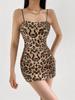 Oumei Leopard Print Sequin Strappy Bodycon Dress