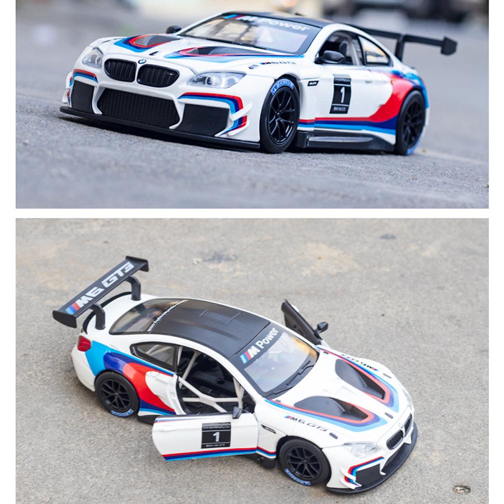 1/24 skala M6 GT3 odlany model samochodu zabawka, wycofać pojazd zabawkowy z dźwiękiem i światłem dla dzieci maluch chłopcy dziewczęta kolekcja prezentów