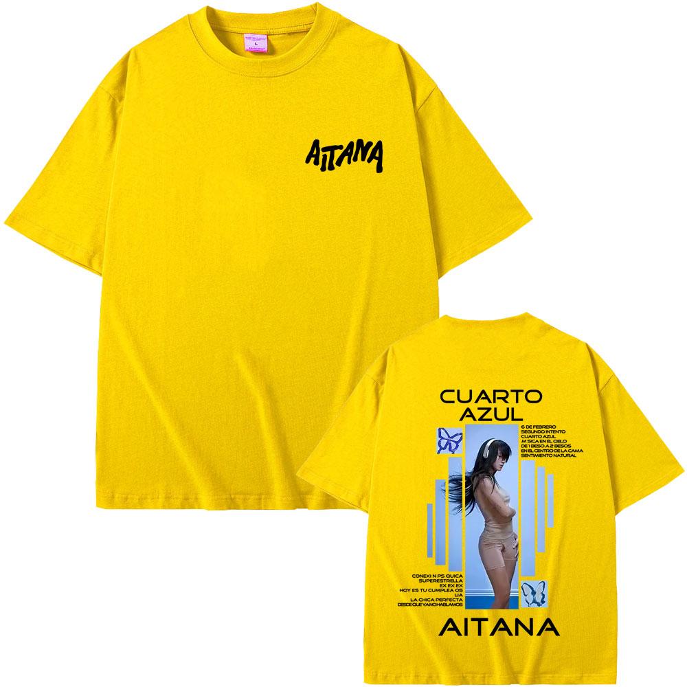 Singer Aitana Cuarto Azul Album Graphic Tshirt Men Women Fashion Pop Music T Shirts Unisex Cotton Casual Oversized Streetwear