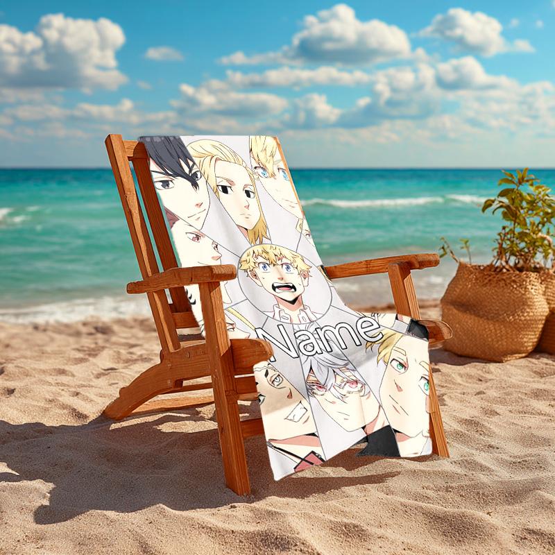 Personalized Customized Proof Beach Towel with Tokyo Revengers Pattern - Soft, Absorbent,quick-drying,perfect Swimming,camping&bathing