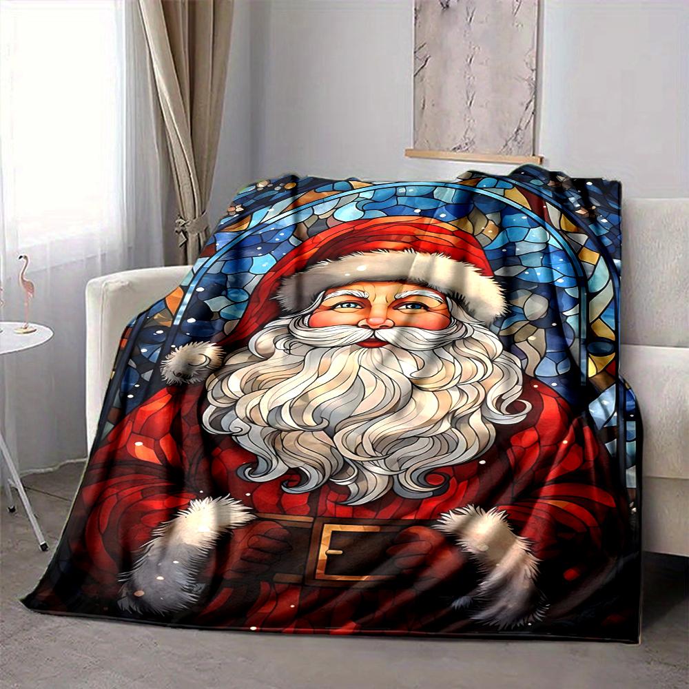 1Pc Santa Claus Reindeer Blanket Soft And Comfortable Casual Warm Camping Travel Christmas Halloween Gift M9179