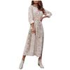 Women Leopard Chiffon Long Sleeve Printing Casual Party Vintage Boho Maxi Dress