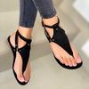 Summer Flat Women Sandals Gladiator Black Open Toe Ladies Beach Sandals Roman Buckle Strap Female Shoes  Big Size Flip Flops
