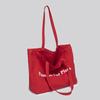 2025 new Korean simple style is red thin canvas shoulder bag large capacity tote bag portable