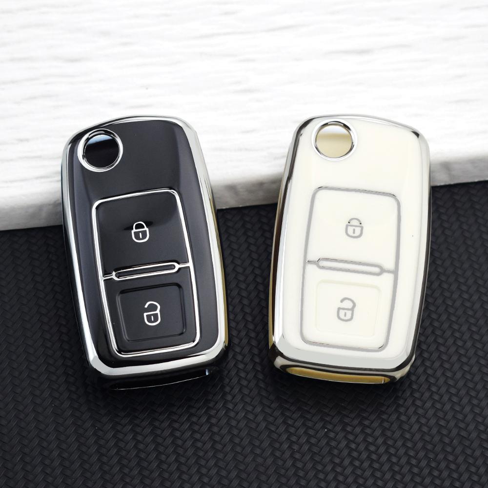 Tpu Car Key Case For Volkswagen Vw Polo Golf Passat Tiguan Beetle Caddy 2/3 Buttons Key Cover For Skoda Octavia Seat Leon Altea