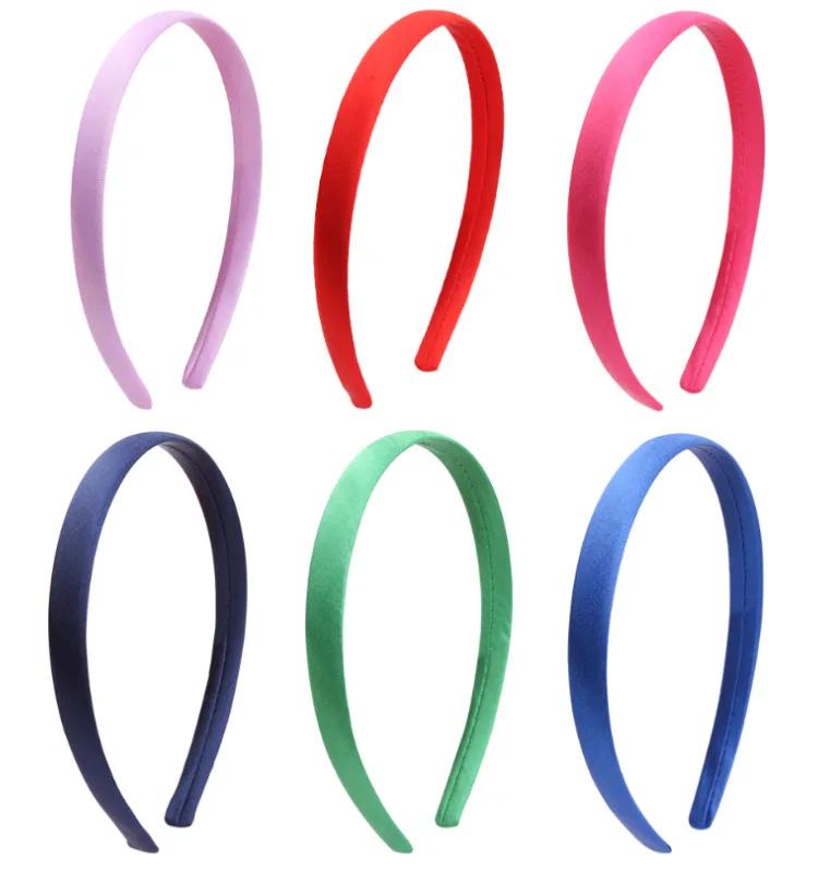 1.5cm Solid Headbands Satin Headband DIY Crafts Hairband Colorful Head Bands for Girls Women Thin Elastic Hair Hoop Accessories