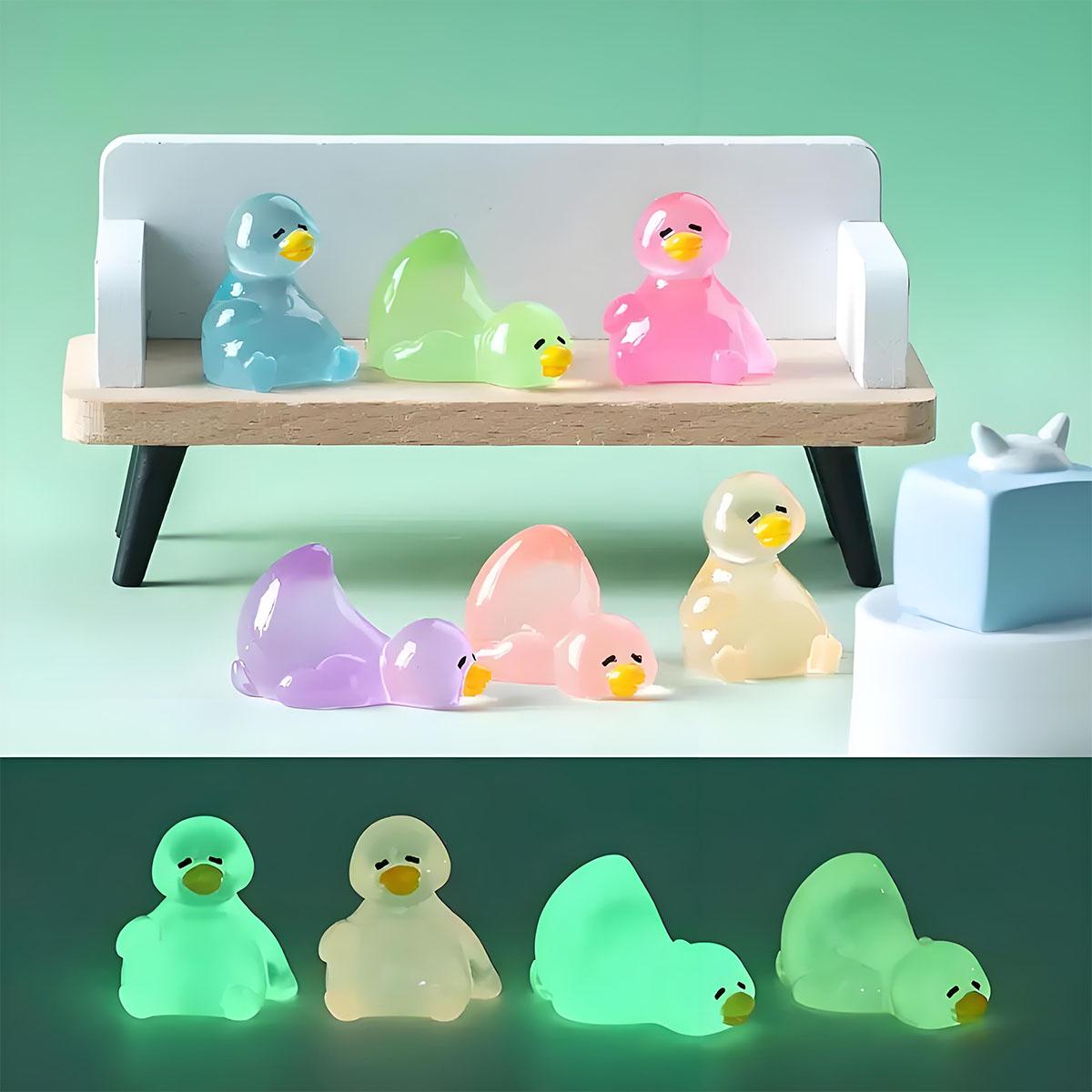 Pandara Jewelry Dark Non-Toxic 10/20Pcs Luminous Mini Resin Ducks Glow In The Goose Tiny Figures Cute Animal Statues For Diy Fairy Garden Micro Landscape