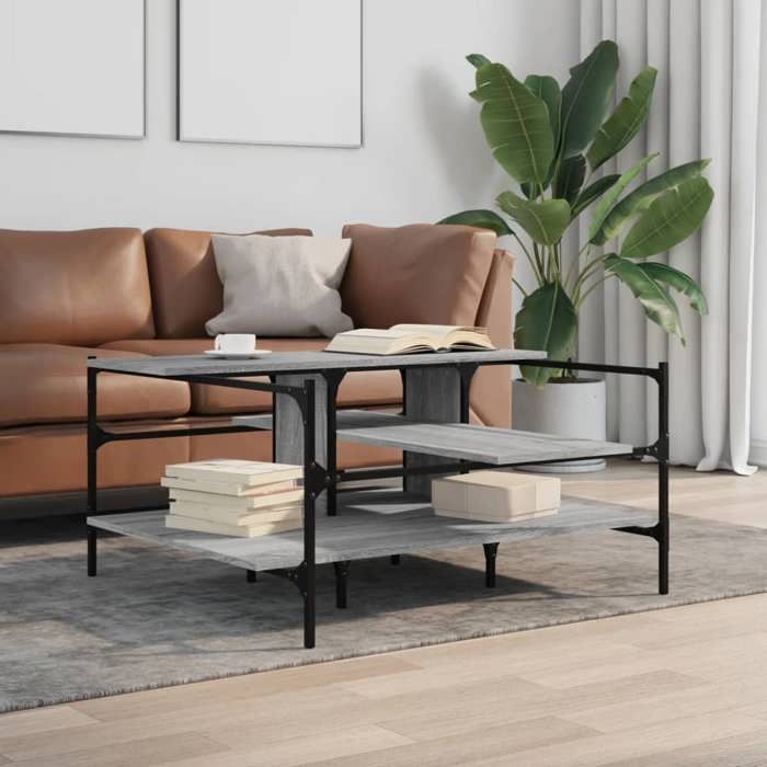 VidaXL Coffee Table, Side Table with Legs, End Table with Storage, Living Room Furniture, Modern, Sonoma Grey Wood 842314