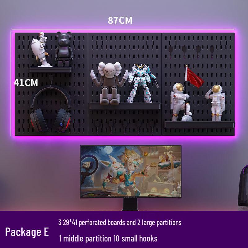 Punch-Free Perforated Board Rack: DIY E-Sports & Study Room Wall Decor for Game Equipment Display