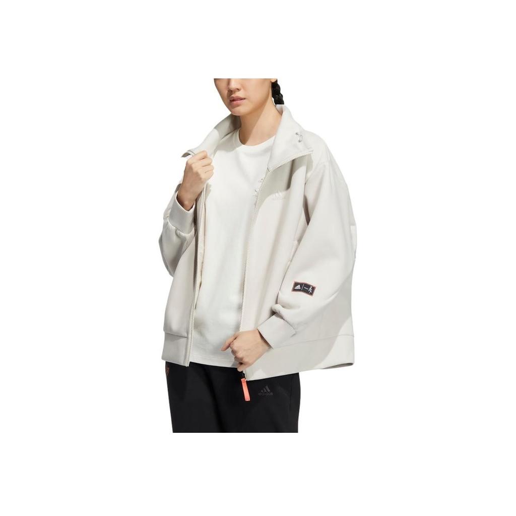 adidas Jachetă din tricot cu logo-ul de culoare uni, cu guler Jachete pentru femei, clar-maro HZ0248