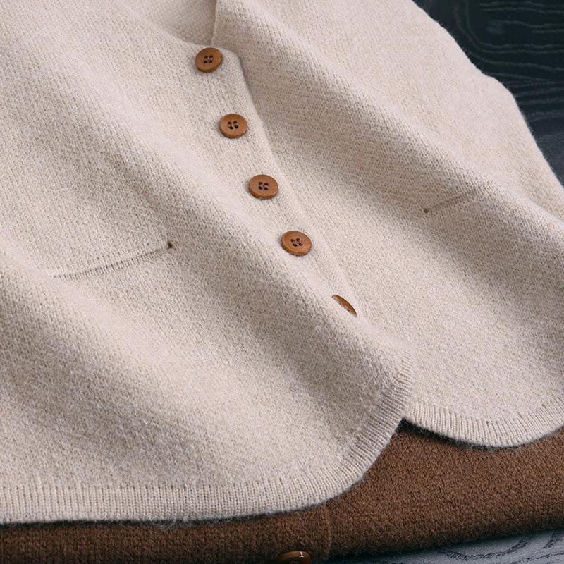 Korean Version of the Solid Color Inner Waistcoat Autumn and Winter Jacket, V-neck Single-breasted All-match Soft Suit Knitted Vest Women 078J10