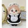 Niannyyhouse 20cm Plüschkleidung, Dienstmädchen-Outfit, Kopfbedeckung, Kleid, Schürze, Puppenkleidung, Baumwoll-Puppenzubehör, Verkleidung (Schwarz)
