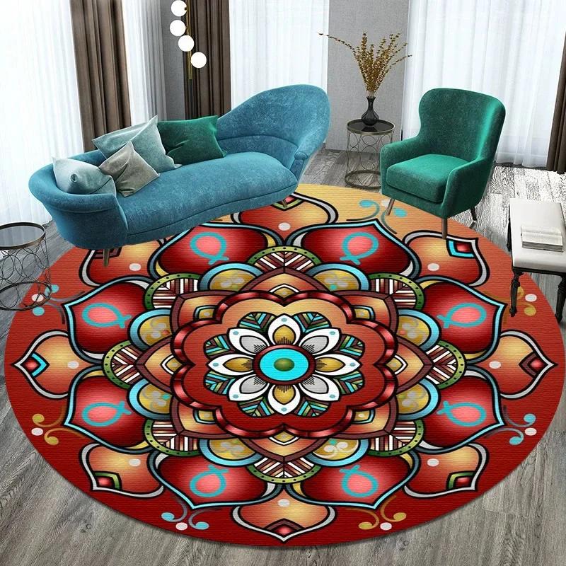Bitcoin Round Carpet Anti-Slip Circle Area Rug Large for Home Living Room Floor Mat Bedroom Decor Chair Drum Rug Chair Doormat