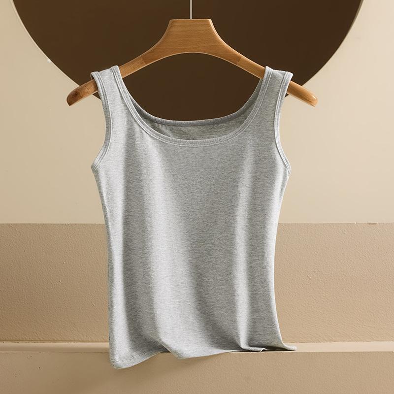Women Beautiful Back Wide Shoulder Cotton Breathable Vest Inner Outer Wear Casual Tank Top