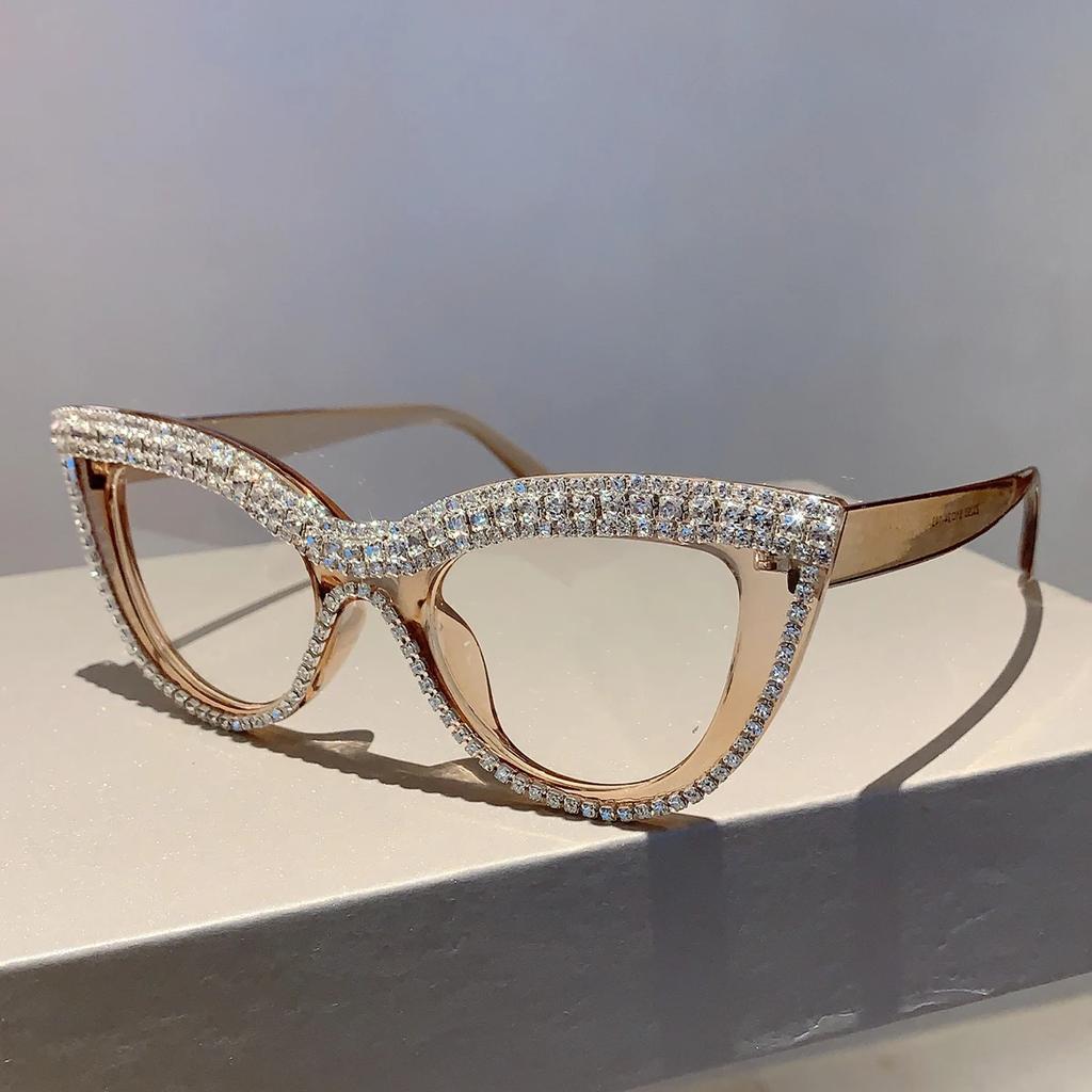 Lunettes de soleil œil de chat vintage avec strass Neuves dans des montures élégantes pour femmes Ins Tendance Marque artisanale Lunettes de designer