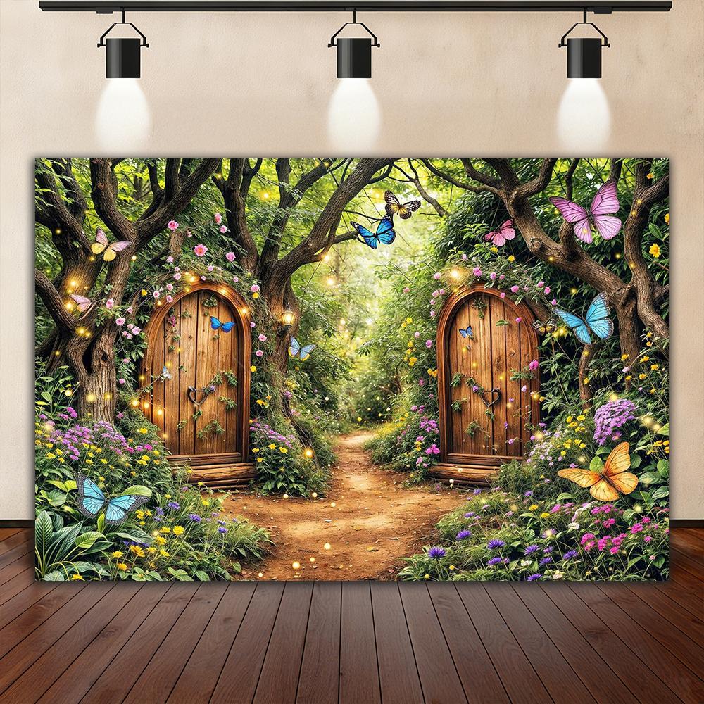 Dreamy Fairy Tale Forest Background, Natural Jungle Forest Wonderland Magic House, Children Birthday Party Photography Backdrop