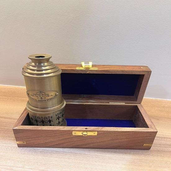Handmade 50.8 cm Brass Marine Telescope Spyglass with Wooden Box Nautical Gift Decor