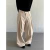 Hong Kong style wide-leg trousers loose drape three-dimensional design wrinkled men's silhouette non-ironing casual straight trousers men