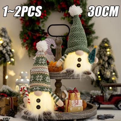 30CM Glowing Knitted Gnome Doll with Led Night Light Christmas Decorations 2026 Home Xmas Tree Decor Navidad New Year 2026 Gift