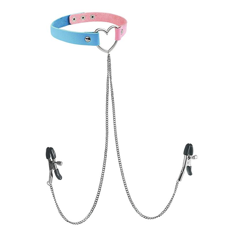 1Pc Nippel Ring Mit Choker Halskette Punk Stil Lange Kette Nippel Barbell Piercing Schmuck