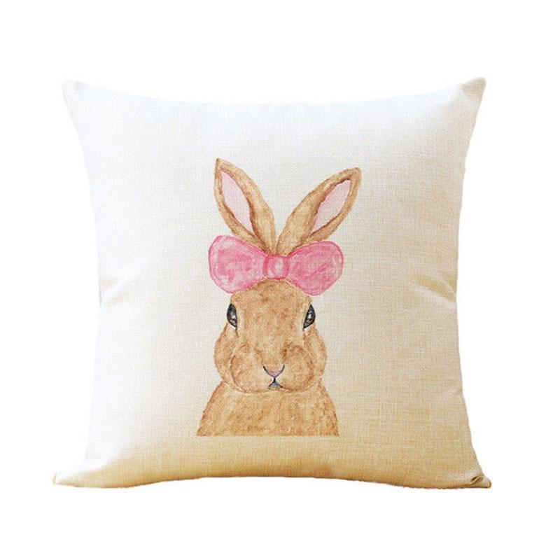 Premium Quality Rabbit Pillowcase Linen Sofa Throw Pillow Cover For Charming Home Decor