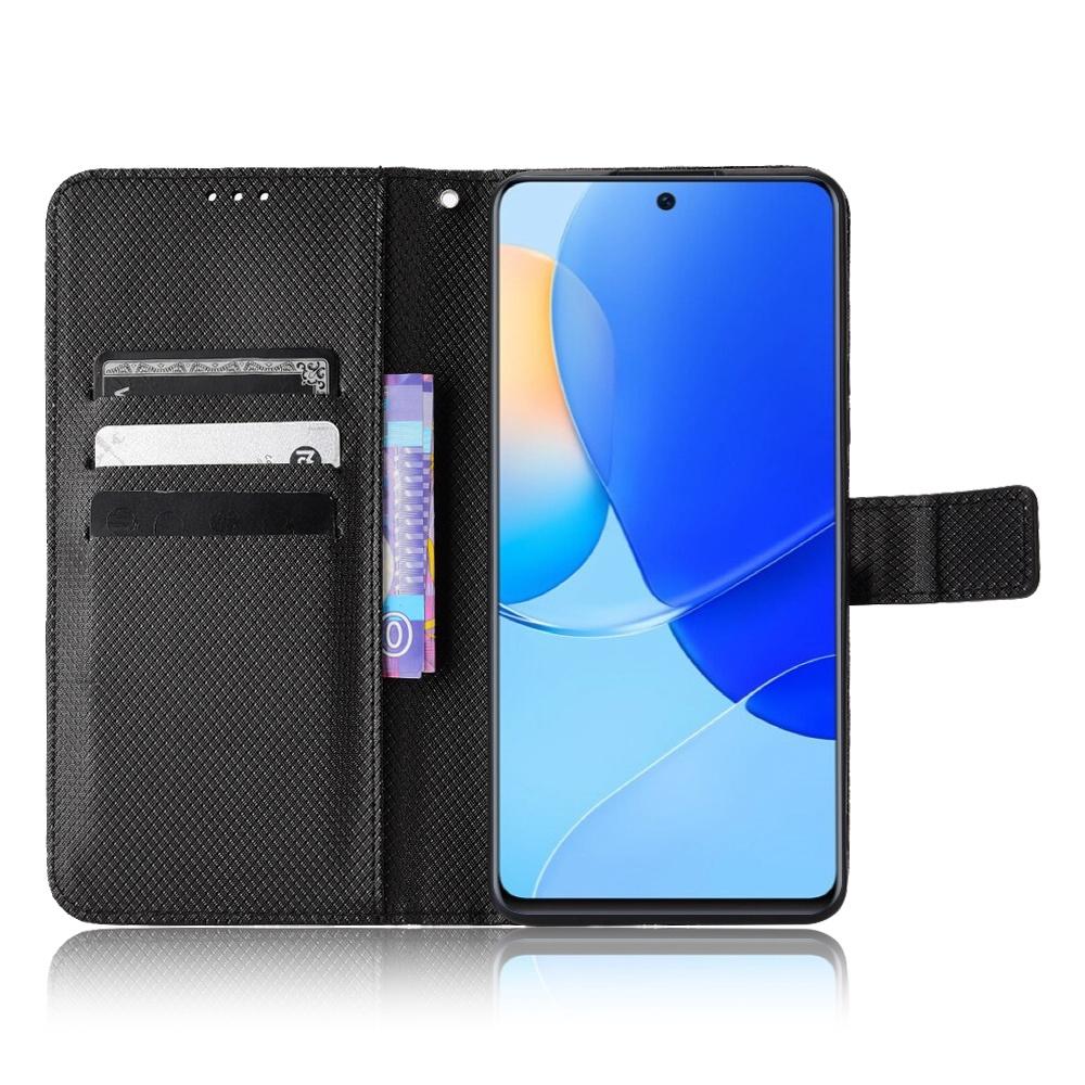 

Protective Case for Honor 50 SE/Huawei nova 9 SE,Diamond Texture Stand PU Leather+TPU Double Protection Wallet Shell with Wrist Strap Black