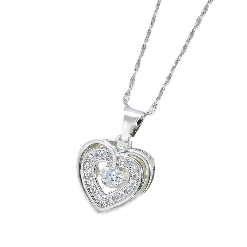 Beating Heart Smart Necklace Women'S Design Fresh And Versatile Zircon Love Pendant Neck Chain