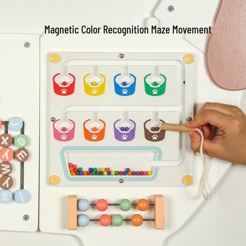 Montessori Wall-Mounted Wooden Color Maze Game for Kids