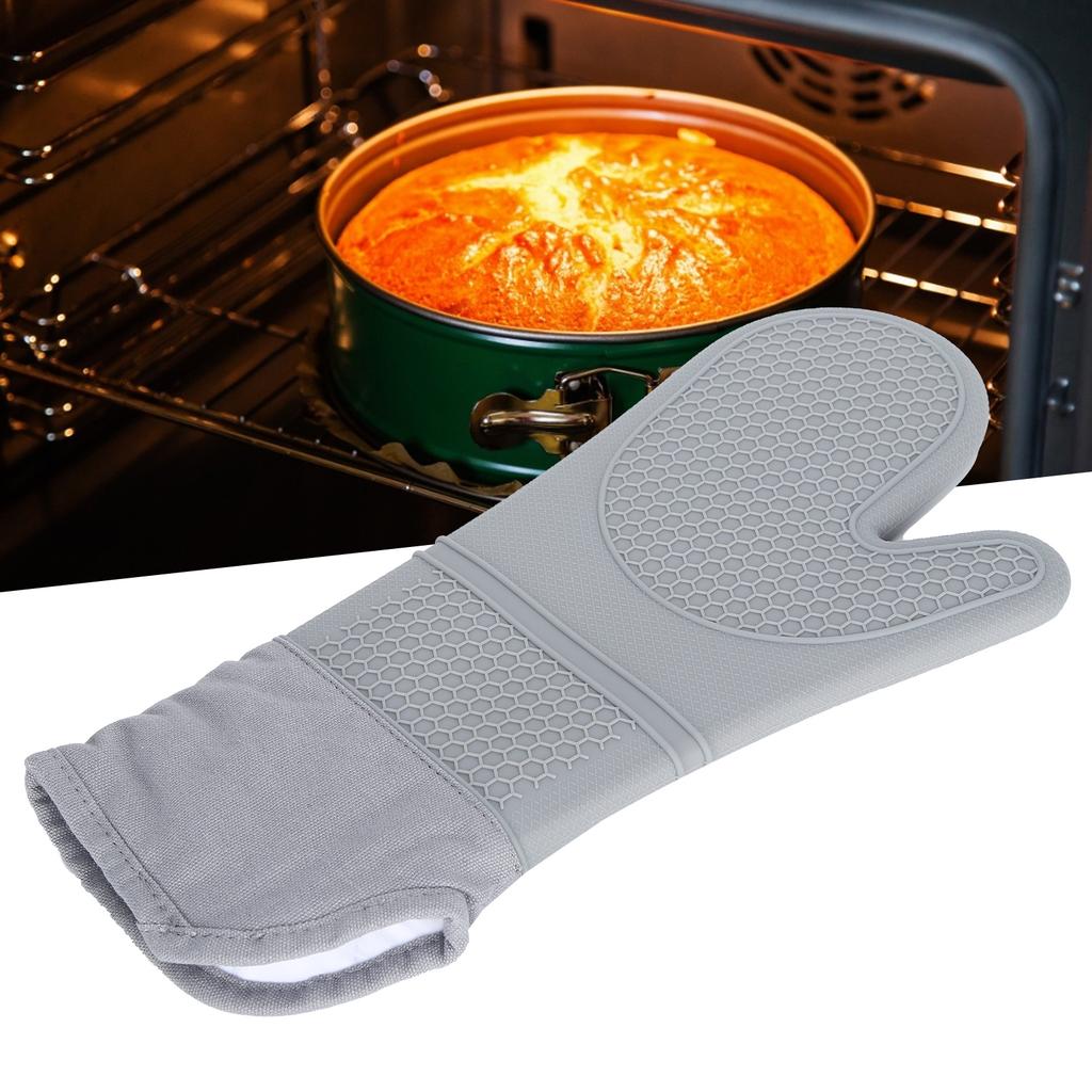 Oven Mitts Oblique Mouth Texture Silicone Nonslip Soft   Flexible To Use Cotton Lining Silicon Oven Mittens(  )