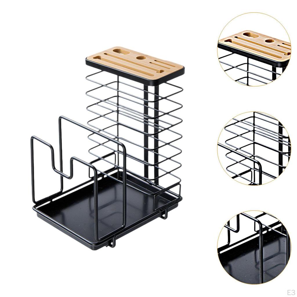 Étagère de Rangement de Cuisine Organisateur Porte-Couverts Pratique Planche à Découper Ustensiles de Cuisine