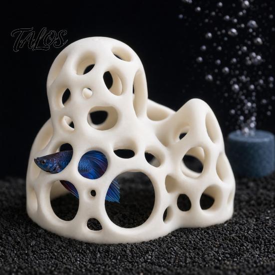 Natural Underwater Landscape 3D Printed Aquarium Shrimp Cave, Hollow Out Fish Tank Shelter, Aquatic Plant Decoration Safe Hideout for Hiding, Resting,