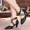Leder-Latein-Tanzschuhe für Damen, Tanzpartys, Walzer, moderne Tanzschuhe für den Innenbereich, Absätze 6 cm
